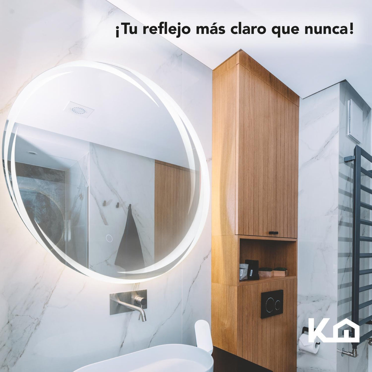 Espejo Kit Para Baño Con Luz Led Rectangular Sistema Touch