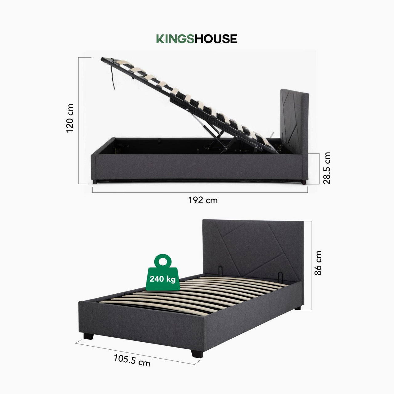 Base De Cama Abatible Individual Box + Cabecera Con Tapiz