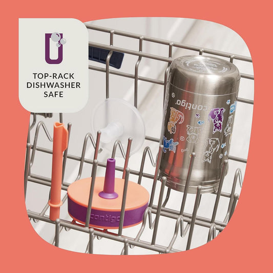 Termo Botella 12oz Para Niños Con Popote Acero Inox Leighton