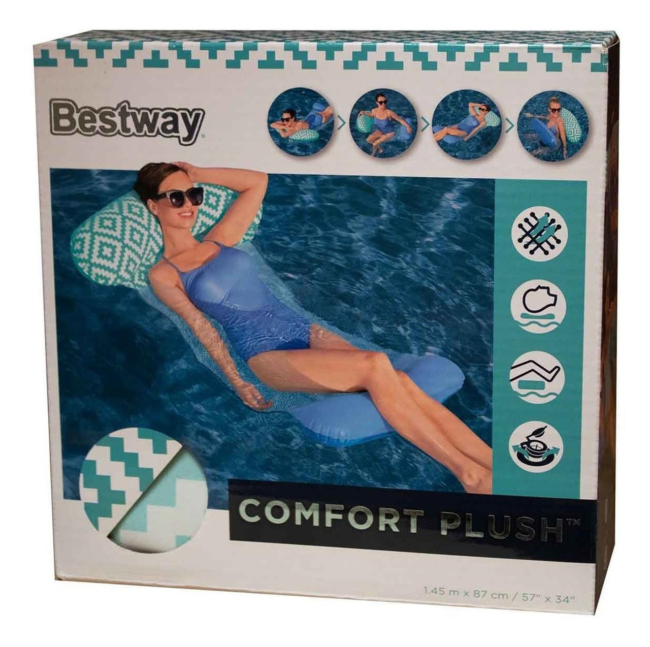Flotador Inflable Alberca con Cabecera Azul 145x87 cm Modelo 43555 Bestway