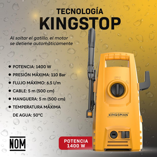 Hidrolavadora Electrica Portatil 1500 Psi 1400w + AccesoriosHIDROKING1500