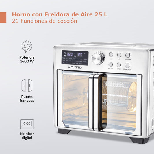 Horno Freidora de Aire 25L Rostizador Puerta FrancesaFRY25-SUP