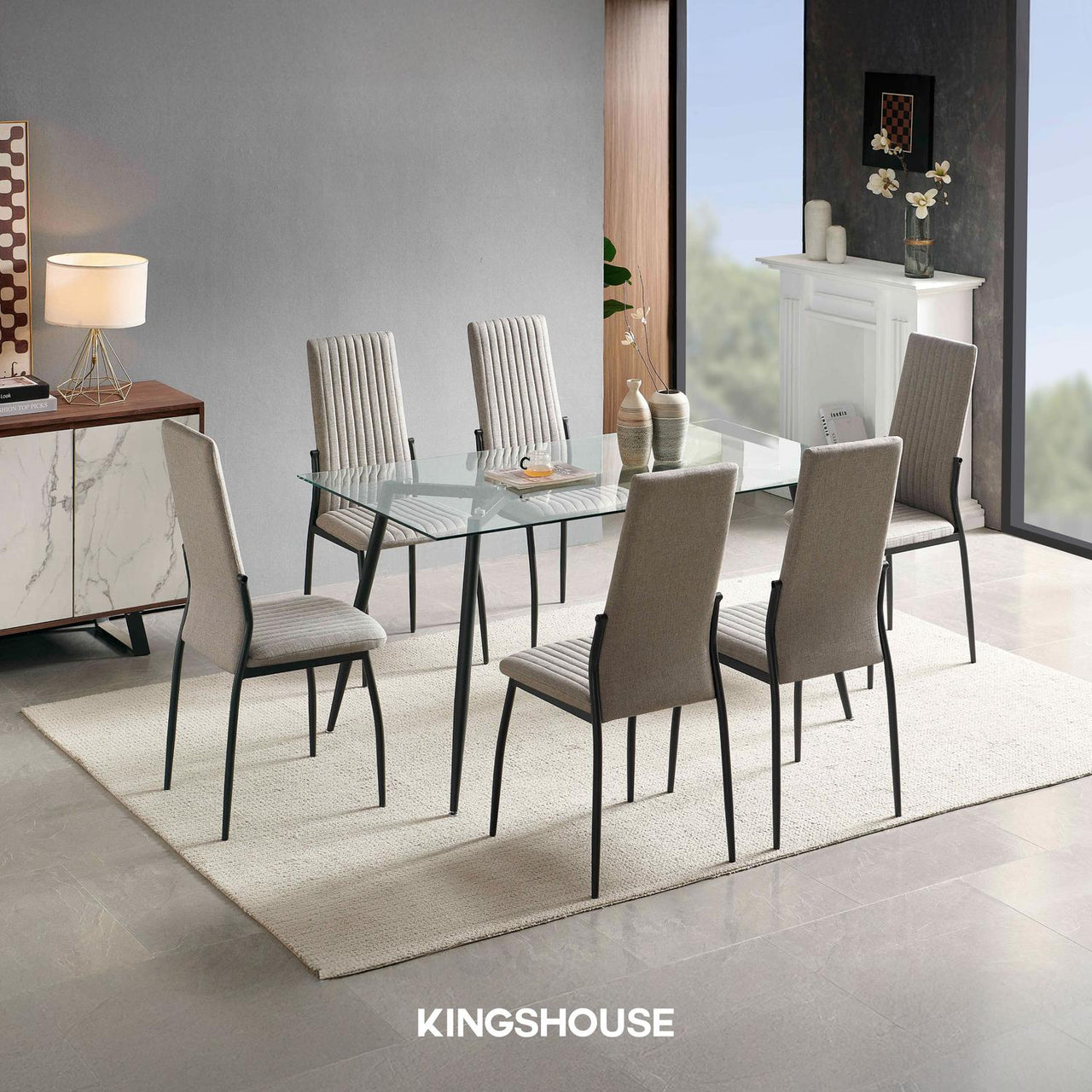 Juego Comedor 6 Sillas Mesa De Vidrio Templado Luna Moderno