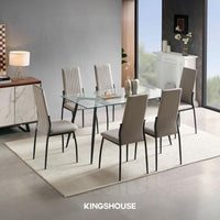 Thumbnail for Juego Comedor 6 Sillas Mesa De Vidrio Templado Luna Moderno
