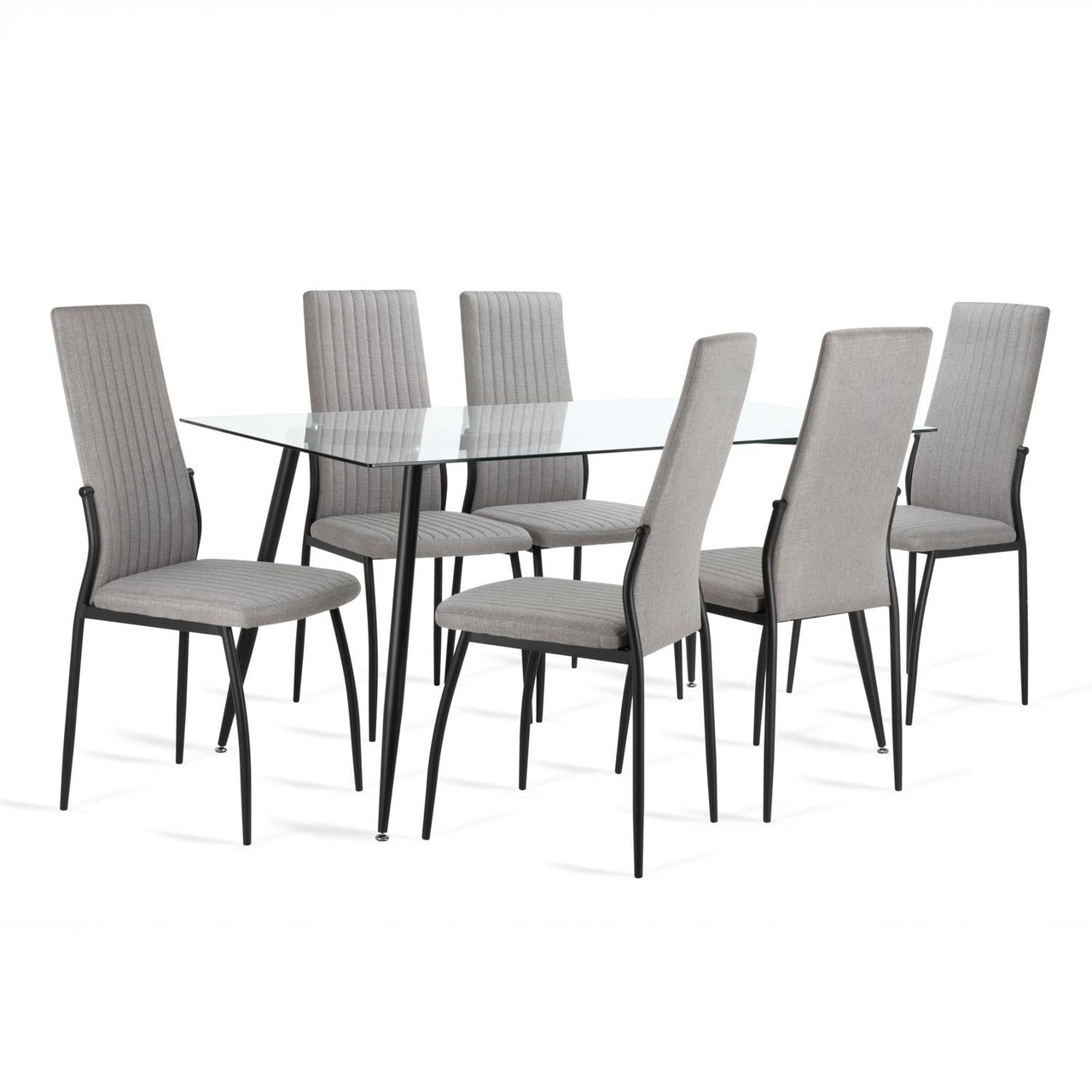 Juego Comedor 6 Sillas Mesa De Vidrio Templado Luna Moderno