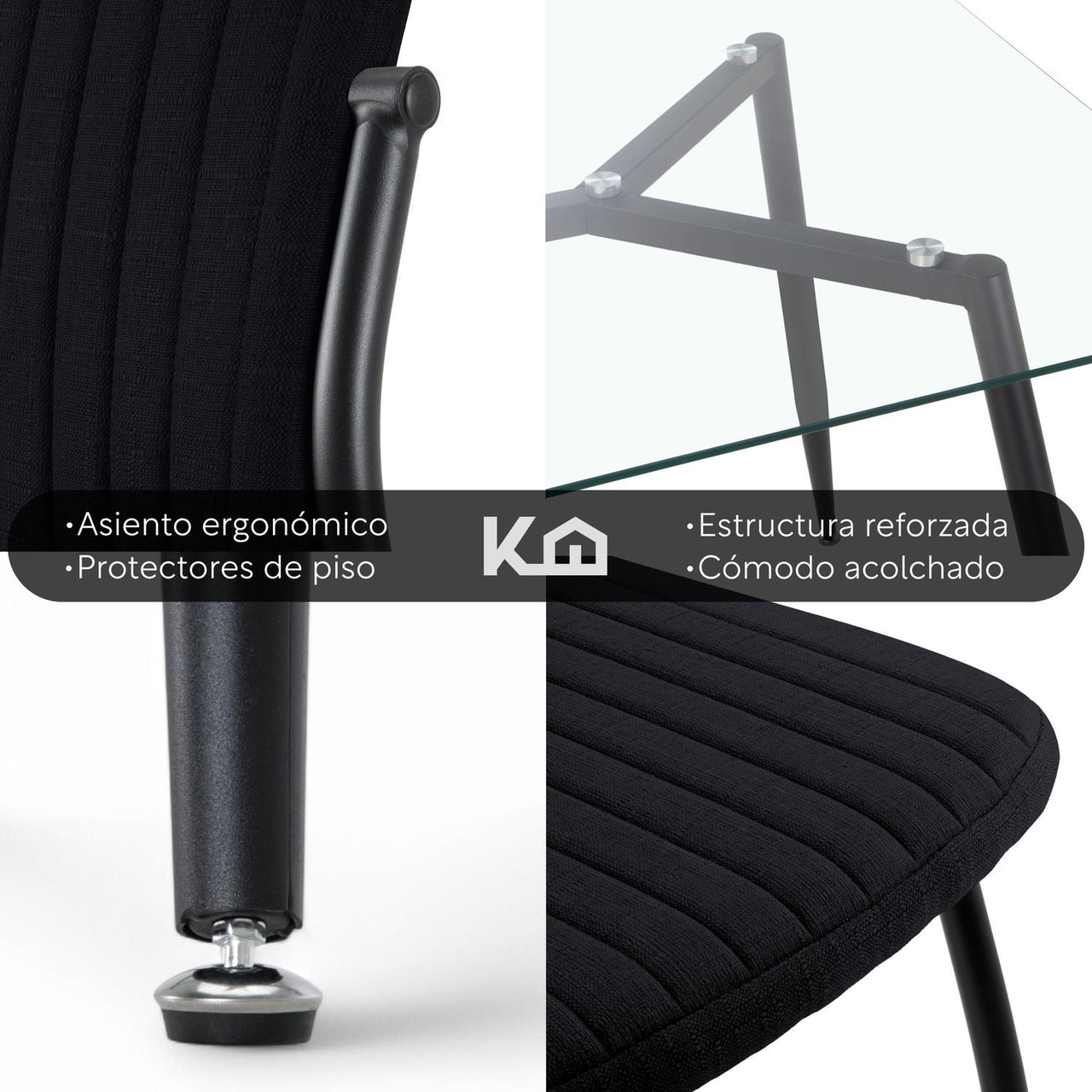 Juego Comedor 6 Sillas Mesa De Vidrio Templado Luna Moderno