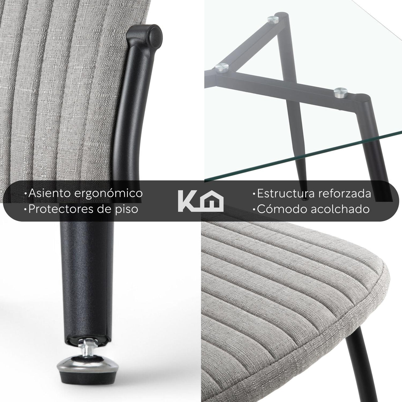 Juego Comedor 6 Sillas Mesa De Vidrio Templado Luna Moderno