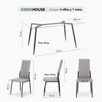 Thumbnail for Juego Comedor 6 Sillas Mesa De Vidrio Templado Luna Moderno