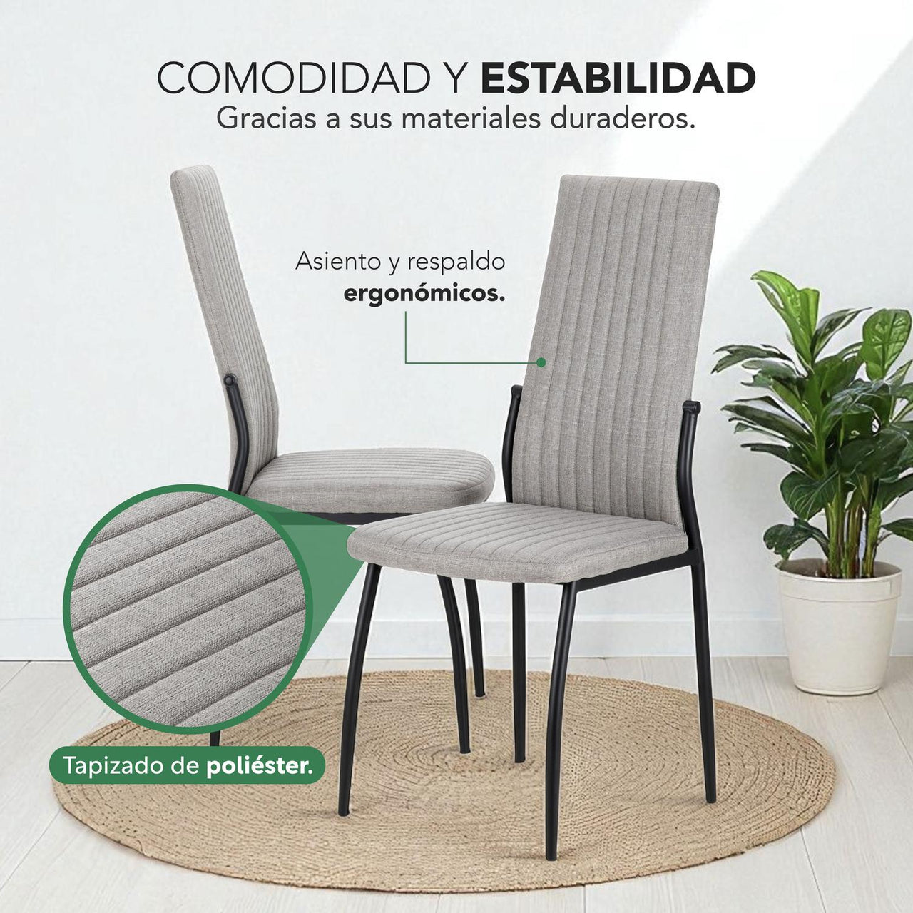 Juego Comedor 6 Sillas Mesa De Vidrio Templado Luna Moderno