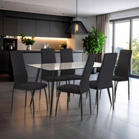 Thumbnail for Juego Comedor 6 Sillas Mesa De Vidrio Templado Luna Moderno