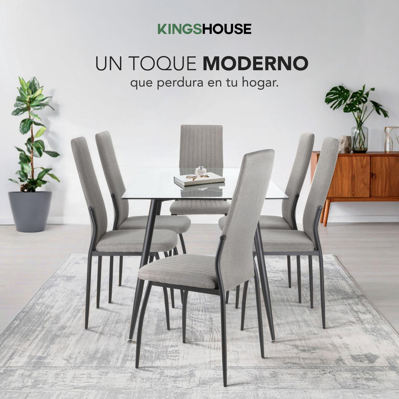 Juego Comedor 6 Sillas Mesa De Vidrio Templado Luna Moderno