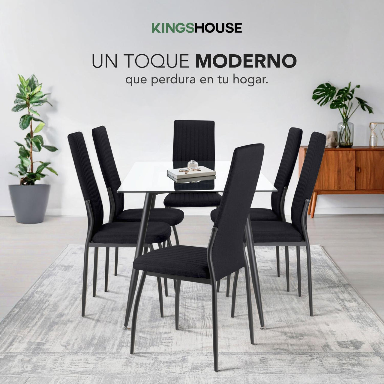 Juego Comedor 6 Sillas Mesa De Vidrio Templado Luna Moderno