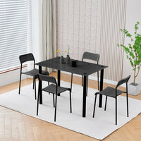 Thumbnail for Juego De Comedor 4 Sillas Mesa Rectangular Cristal Elegante