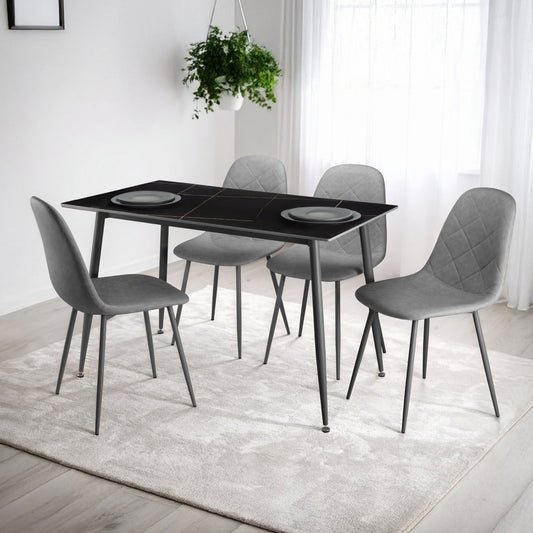 Juego De Comedor 4 Sillas Mesa Rectangular VanguardistaDNG - MINE4 - GRI