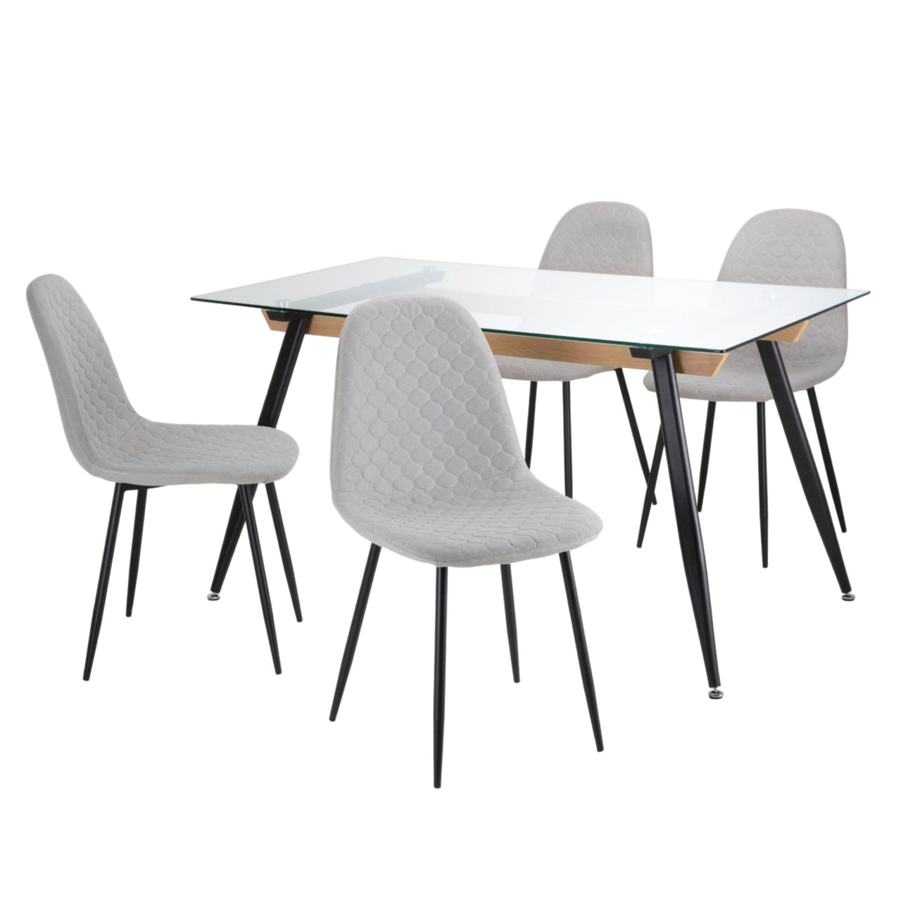 Juego De Comedor 4 Sillas Tapizado Mesa Vidrio Estilo Eames