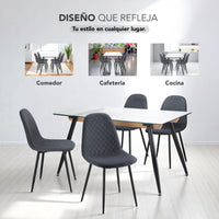 Thumbnail for Juego De Comedor 4 Sillas Tapizado Mesa Vidrio Estilo Eames