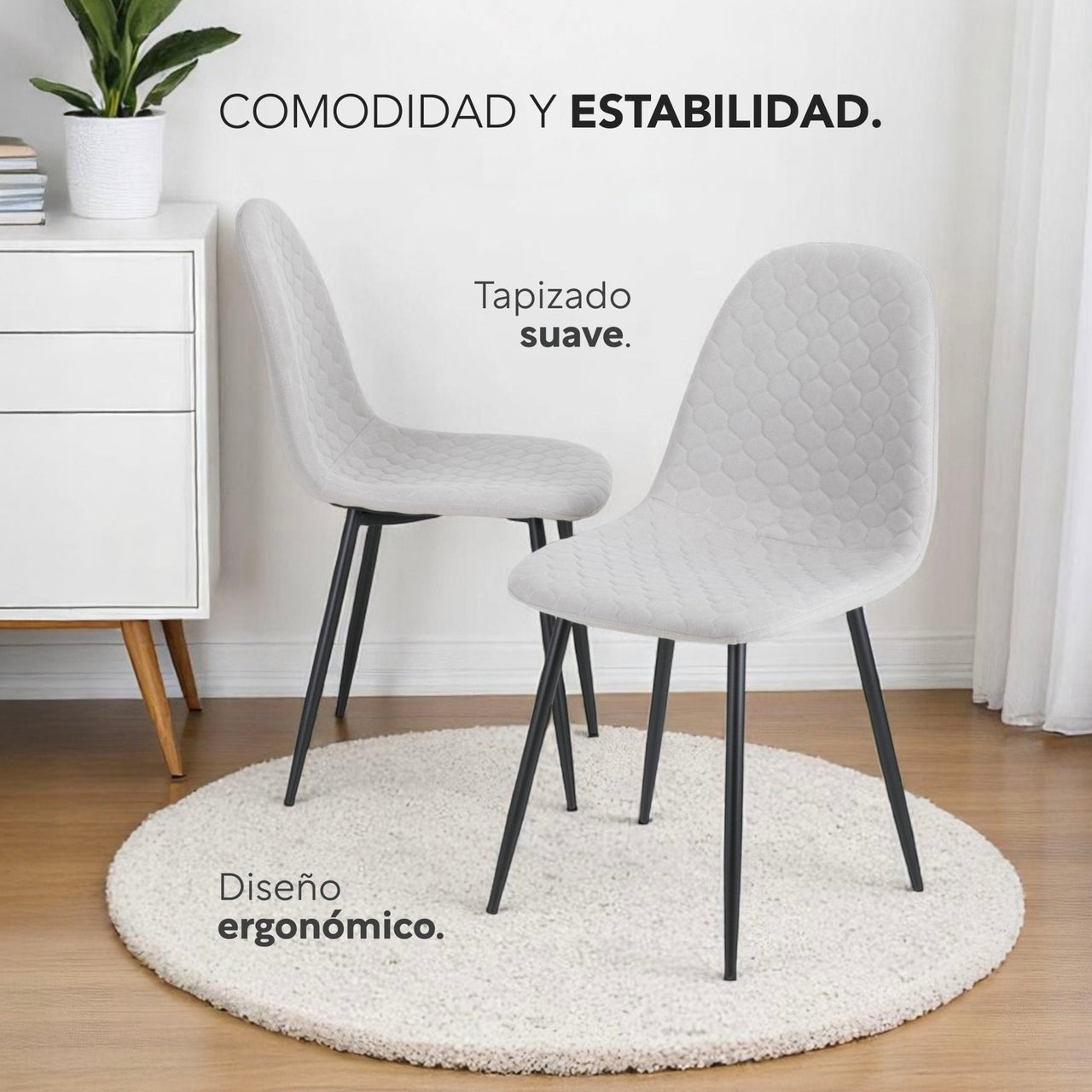 Juego De Comedor 4 Sillas Tapizado Mesa Vidrio Estilo Eames
