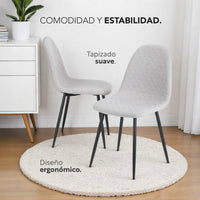 Thumbnail for Juego De Comedor 4 Sillas Tapizado Mesa Vidrio Estilo Eames
