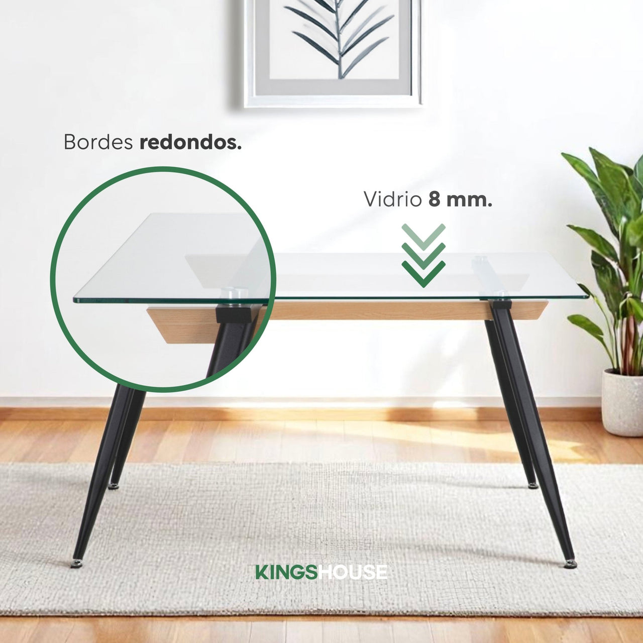 Juego De Comedor 4 Sillas Tapizado Mesa Vidrio Estilo Eames