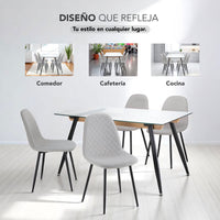 Thumbnail for Juego De Comedor 4 Sillas Tapizado Mesa Vidrio Estilo Eames