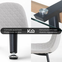 Thumbnail for Juego De Comedor 4 Sillas Tapizado Mesa Vidrio Estilo Eames