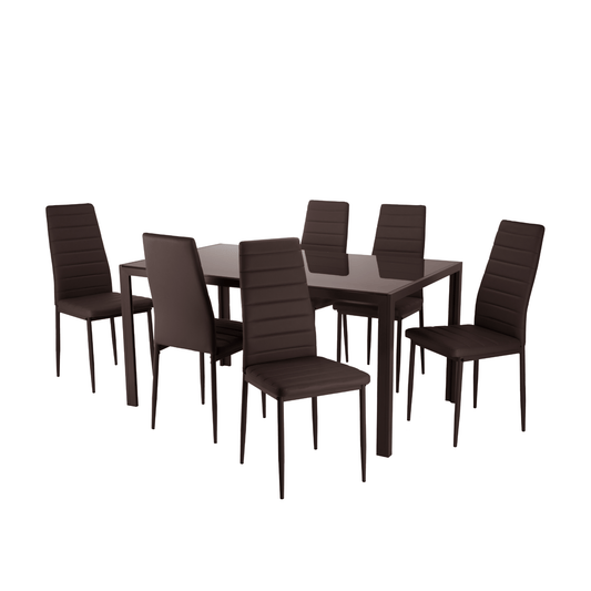 Juego De Comedor 6 Sillas y Mesa De Vidrio Templado ModernoDNG - GLAZI6 - MAR