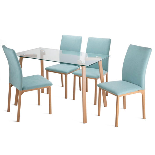 Juego De Comedor Con 4 Sillas Tapizadas Estilo CompactoDNGTA4-AQU