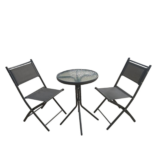 Juego De Comedor Mueble Exterior Para Jardín Mesa y 2 SillasGARDENSET3-GRI