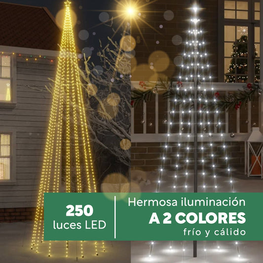 Luces Árbol De Navidad 25 Mtrs 250 Leds Luz Blanco Y CalidoHJLN25080001