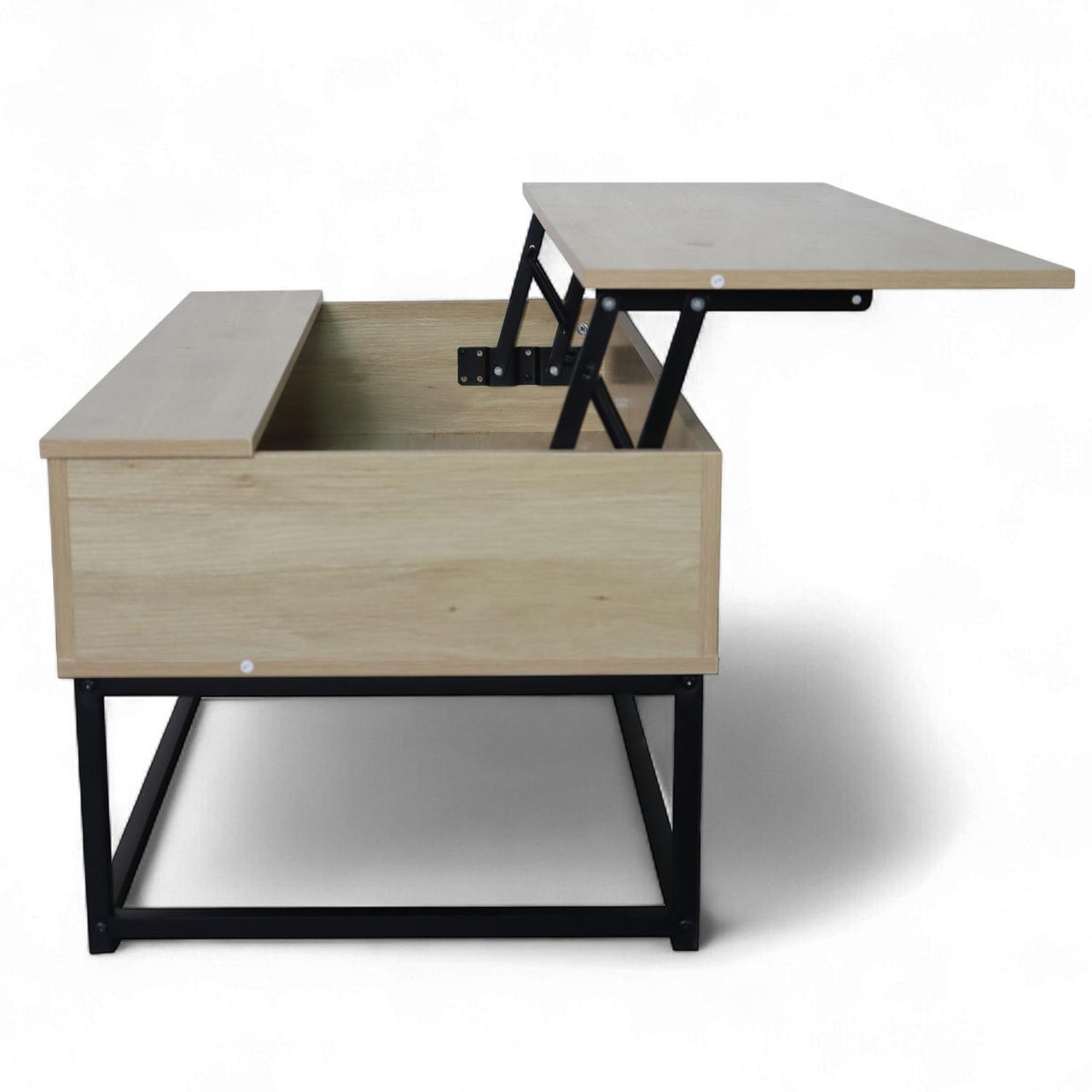 Mesa De Centro Elevable Montan Almacenamiento Interno Madera