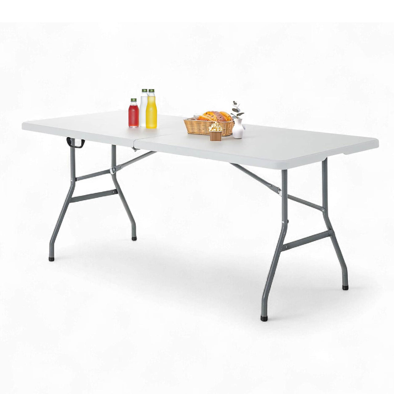 Mesa Plegable Portafolio 2.40M Blanca Camping Jardín Eventos