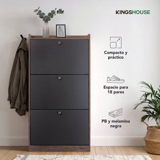 Mueble Zapatero Gabinete Madera Organizador con 3 NivelesSHMTN1-NEG