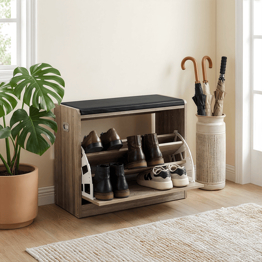 Mueble Zapatero Gabinete Organizador 3 Niveles con BancoSHMTN3-MAD