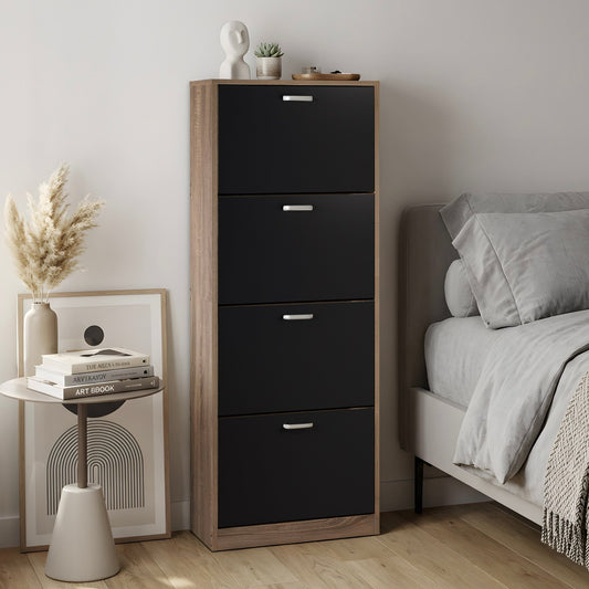 Mueble Zapatero Organizador Calzado 4 Cajones MaderaSH4-NEG