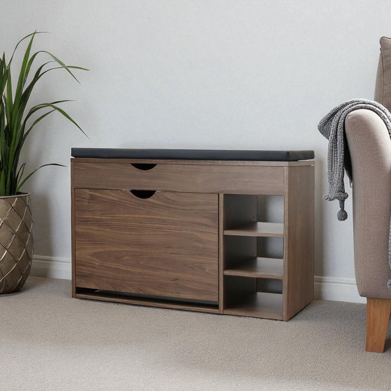 Mueble Zapatero Organizador Zapatos con Taburete