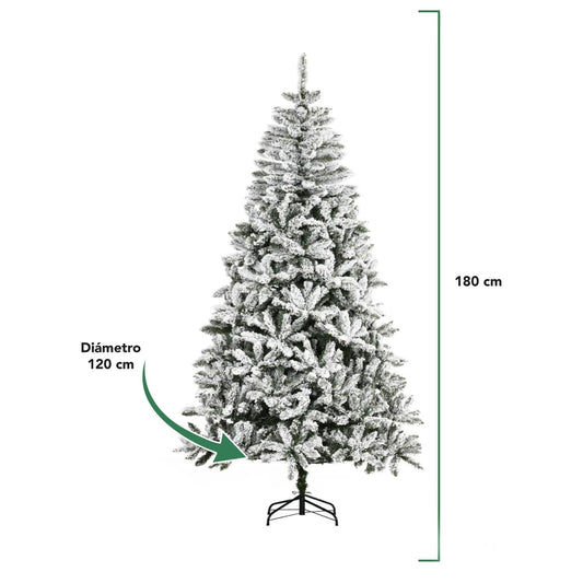 Pino de Navidad Nevado 1.80 m con 800 Ramas DecoraciónXMASTREE180P-NEV