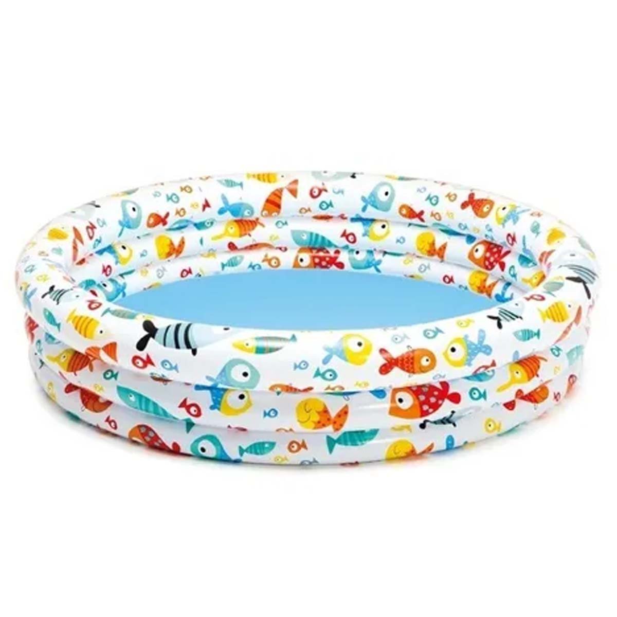 Piscina Inflable De 3 Aros Peces 132 X 28 Cm Intex