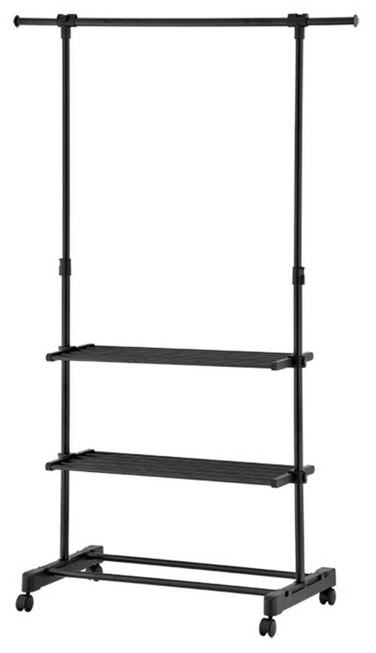 Rack P/ Ropa Organizar Acero Plastico Negro 2 Repisas NamaroOR-440130