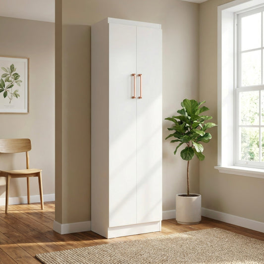 Ropero Closet Armario de Madera 2 Puertas y 5 EntrepañosDRESMULTI2-BLA