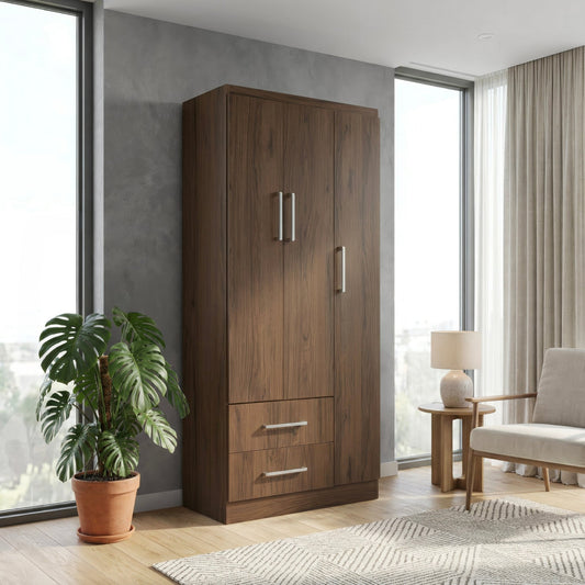 Ropero Closet Armario Ropa de Madera 3 Puertas y 2 CajonesDRE3-CAF