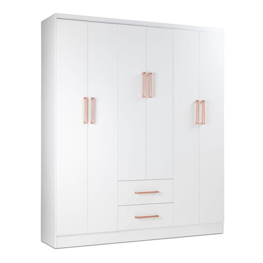 Ropero Closet Armario Ropa de Madera 6 Puertas y 2 CajonesDRESMULTI6-BLA