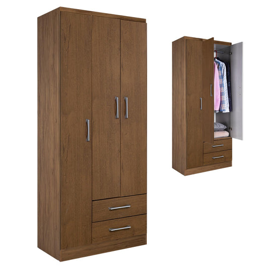 Ropero Closet Moderno 3 Puertas Blanco Y Cafe Recamara HogarDRESMULTI3 - CAF