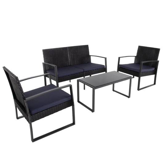 Sala Exterior Juego Para Jardín Summer Rattan 4 Pzs+CojinesLIV - SUMMER4 - NEG