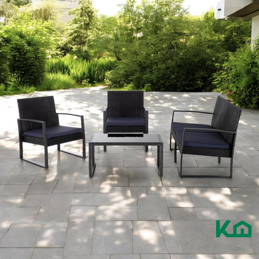 Sala Exterior Juego Para Jardín Summer Rattan 4 Pzs+CojinesLIV - SUMMER4 - NEG