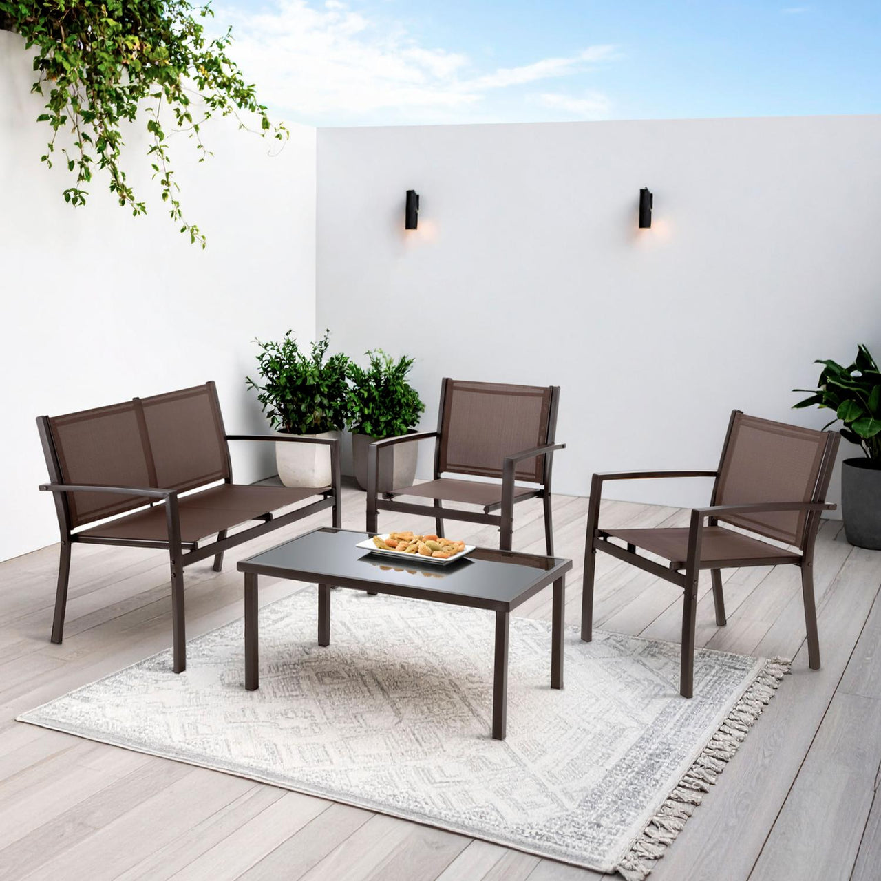 Sala Exterior Para Jardín Mesa Sillón Greenhouse 4 Pzas