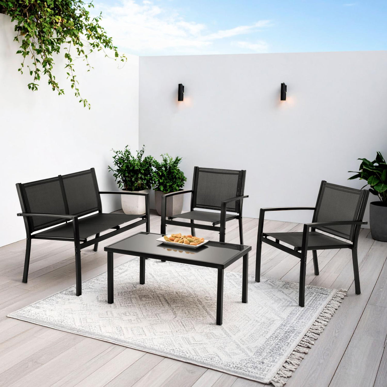 Sala Exterior Para Jardín Mesa Sillón Greenhouse 4 Pzas