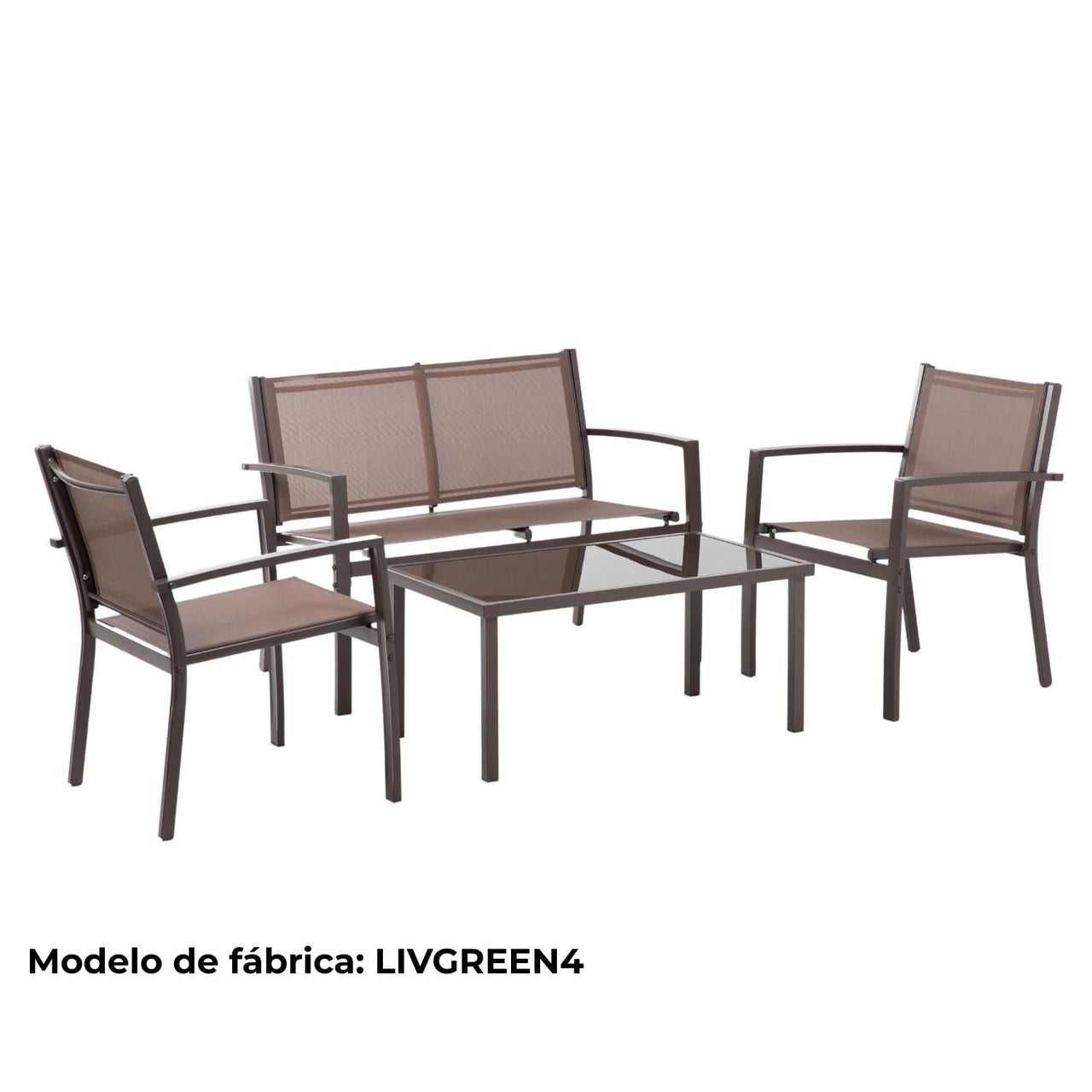 Sala Exterior para Jardin Textileno Sillas Sillon Mesa 4Pzas