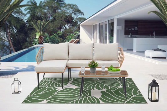 Sala L Esquinera Jardín Mimbre Ratán Sillón + Mesa ExteriorPLSUNSET3-BEI