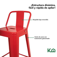Thumbnail for Set 4 Bancos Tolix Altos Kingshouse Con Respaldo Silla Barra