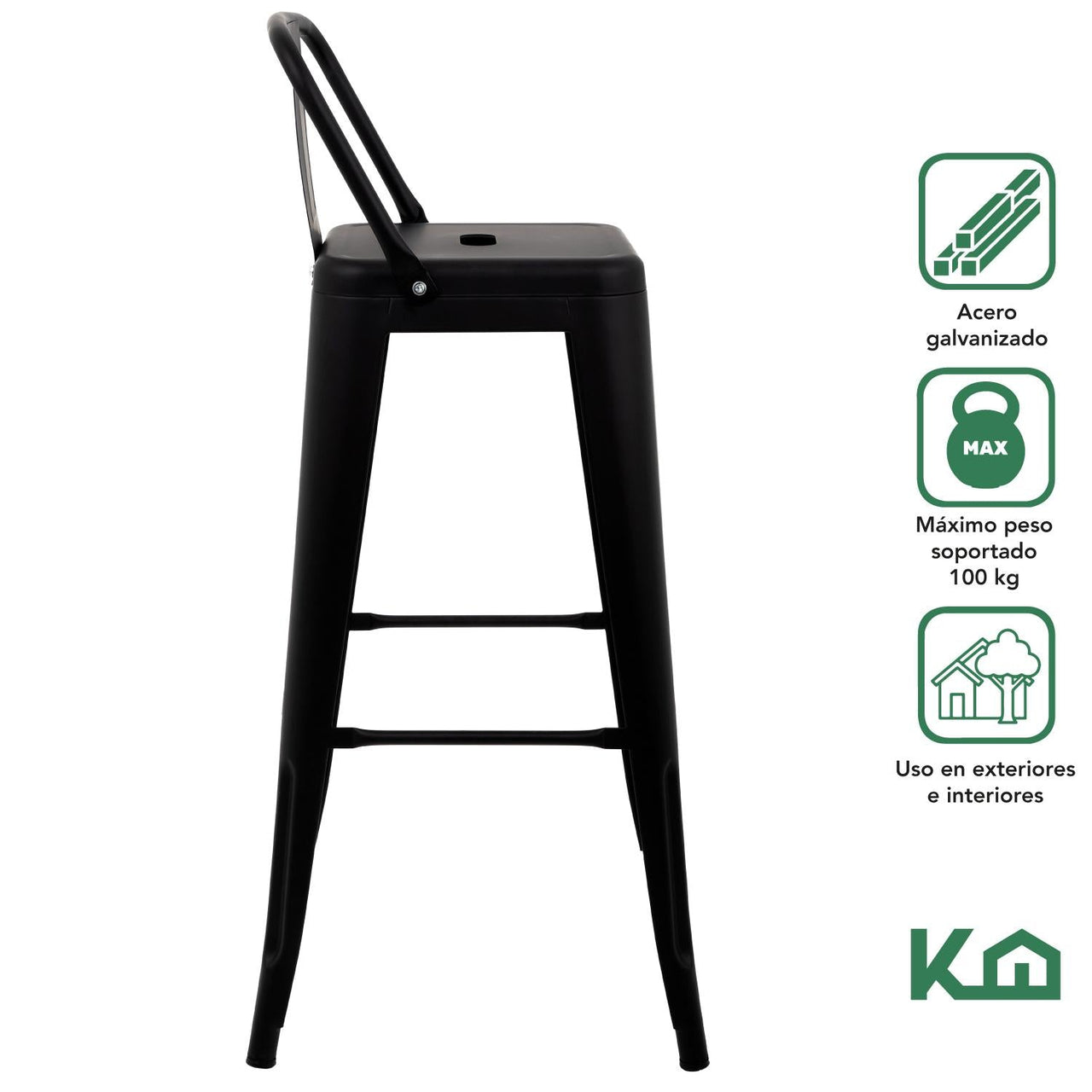 Set 4 Bancos Tolix Altos Kingshouse Con Respaldo Silla Barra